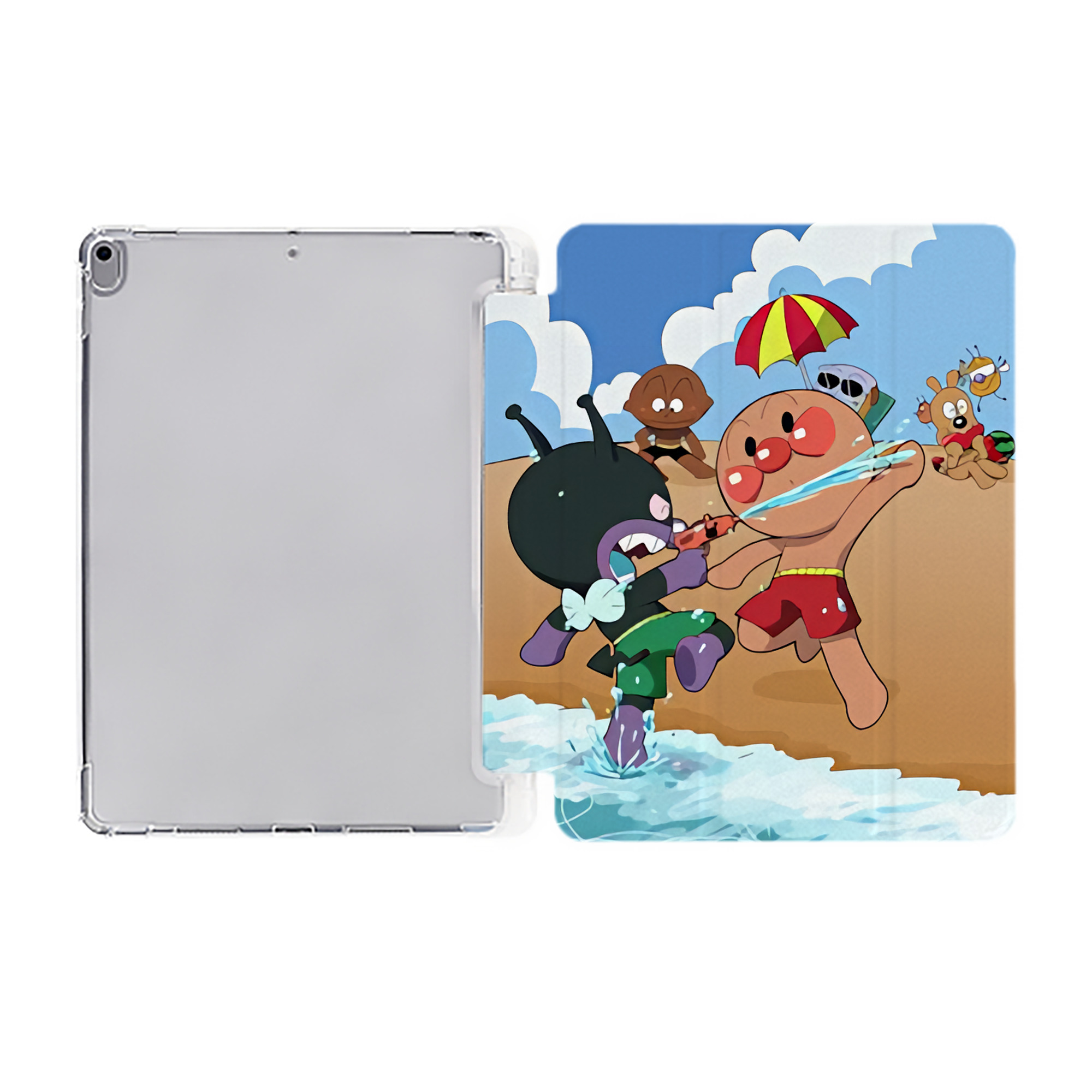 （画像用） アンパンマン Anpanman IPad ケース ペン収納付き 三つ折りスタンド PUレザー×シリコン 対応機種9.5/10.5/10.9インチ